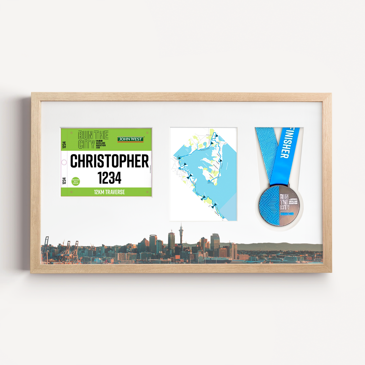 Auckland Medal, Race Map & Bib Display Frame - Official