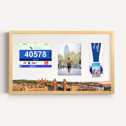 Barcelona Marathon Medal, Photo and Bib Display Frame - Official