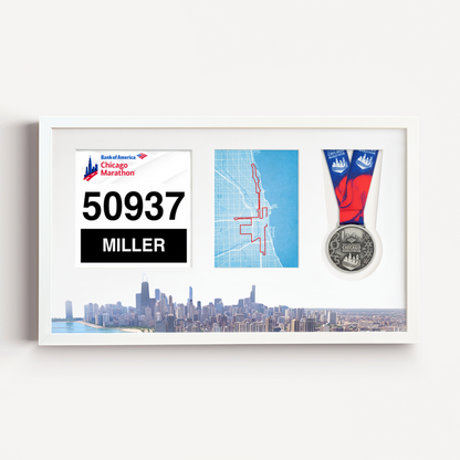 Chicago Medal, Race Map & Bib Display Frame - Official