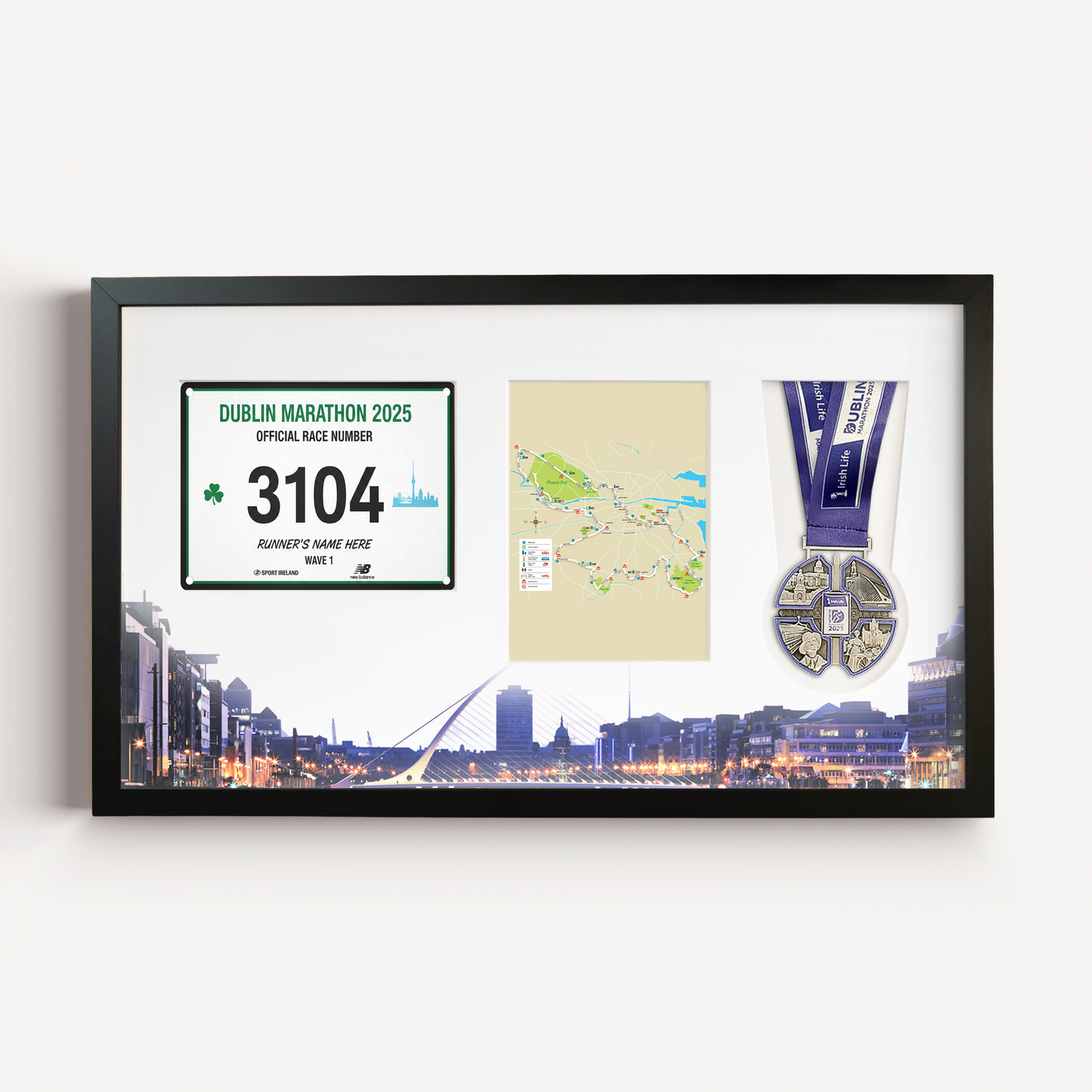 Dublin Medal, Race Map & Bib Display Frame - Official
