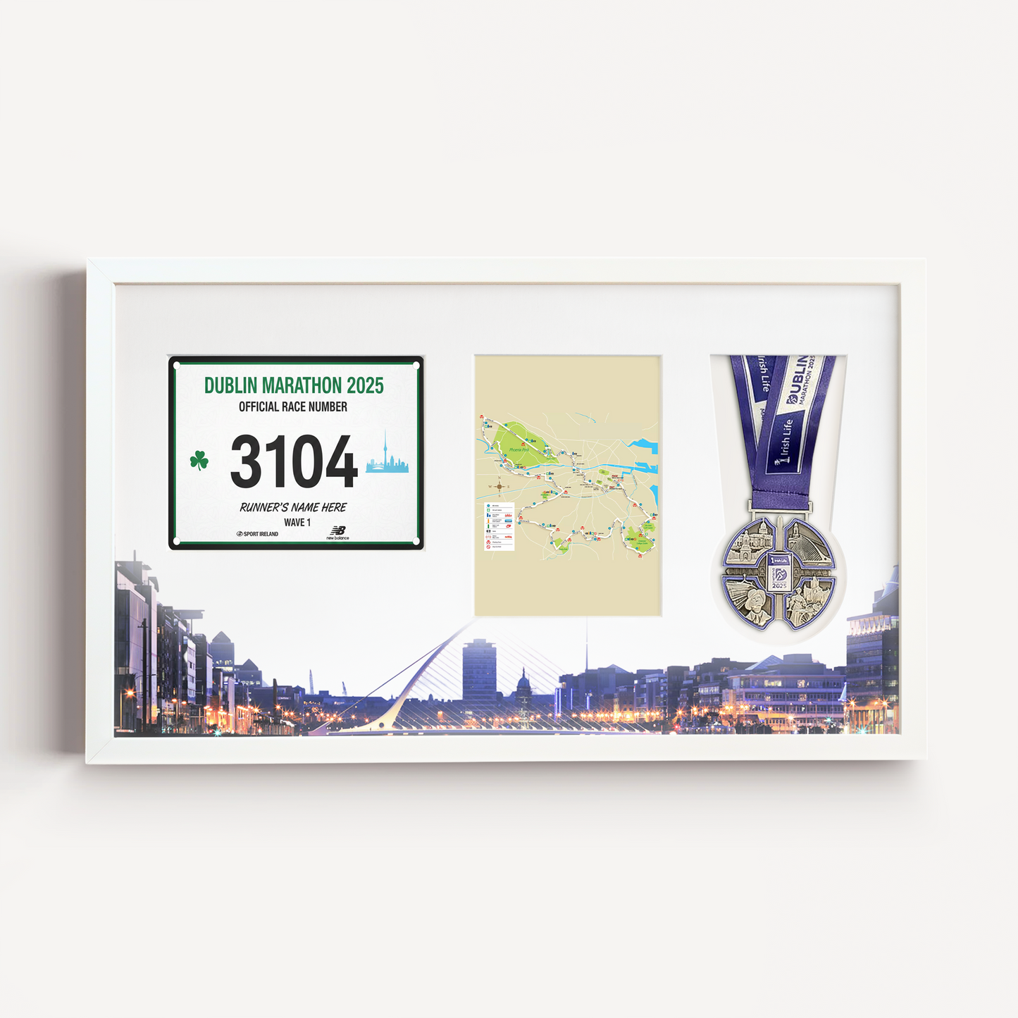 Dublin Medal, Race Map & Bib Display Frame - Official