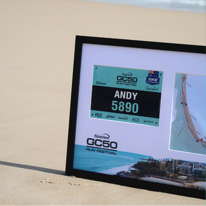 Fisiocrem GC50 Medal, Race Map & Bib Display Frame - Official