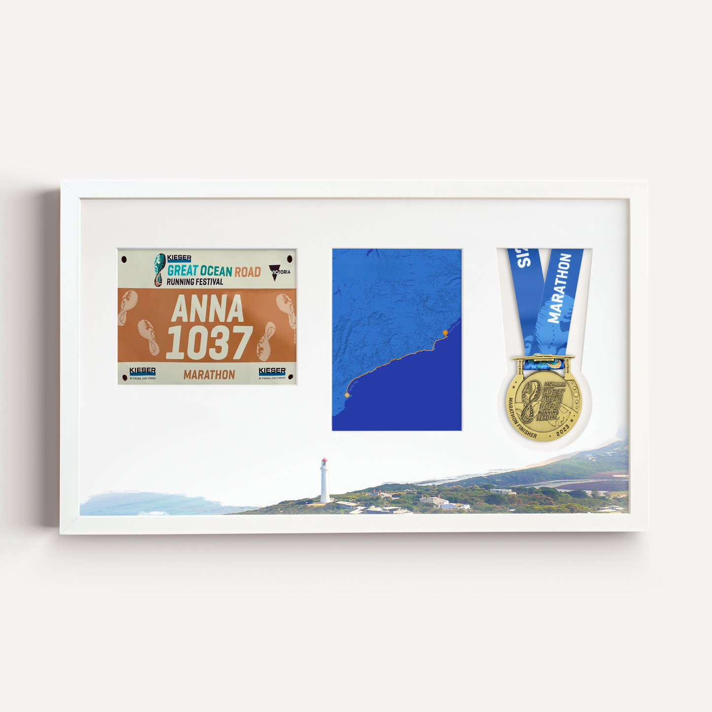 Great Ocean Road Medal, Race Map & Bib Display Frame - Official