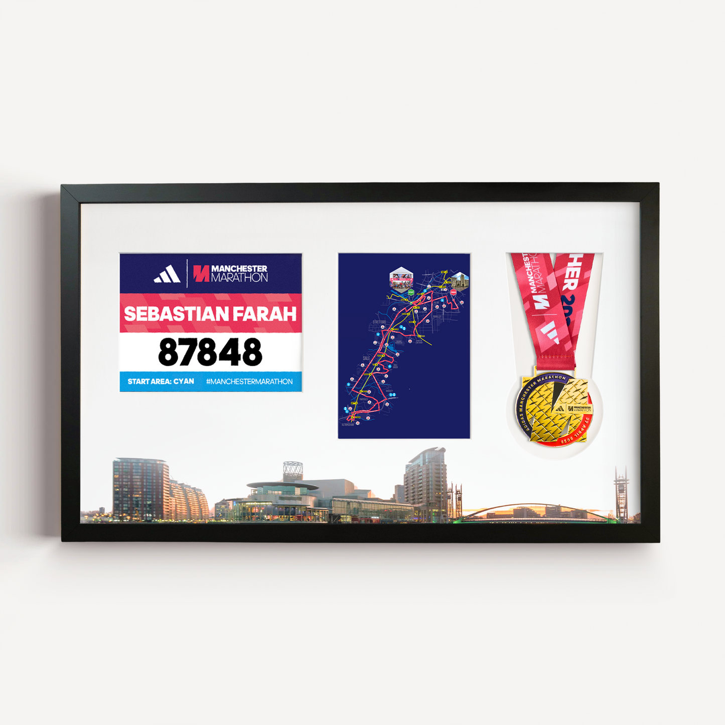 Manchester Medal, Race Map & Bib Display Frame - Official