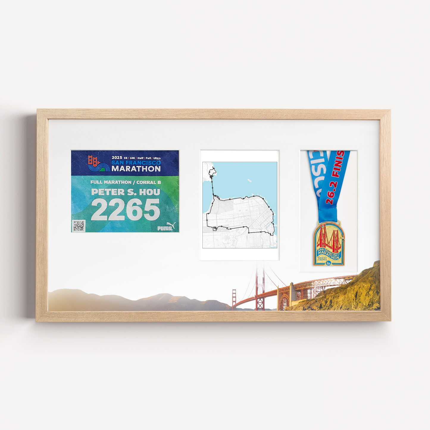 San Francisco Medal, Race Map & Bib Display Frame - Official