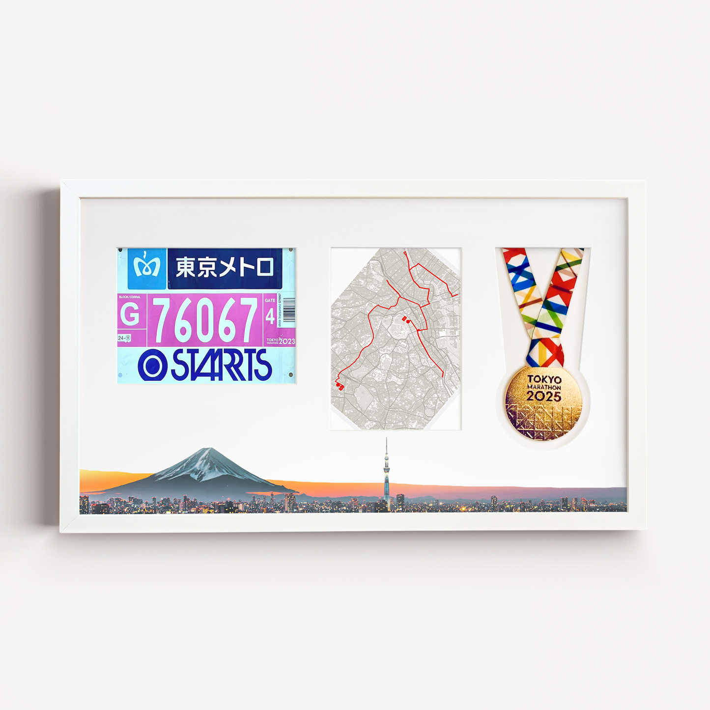 Tokyo Medal, Race Map & Bib Display Frame - Official