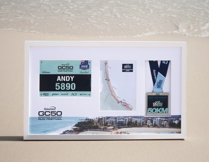 Fisiocrem GC50 Medal, Race Map & Bib Display Frame - Official